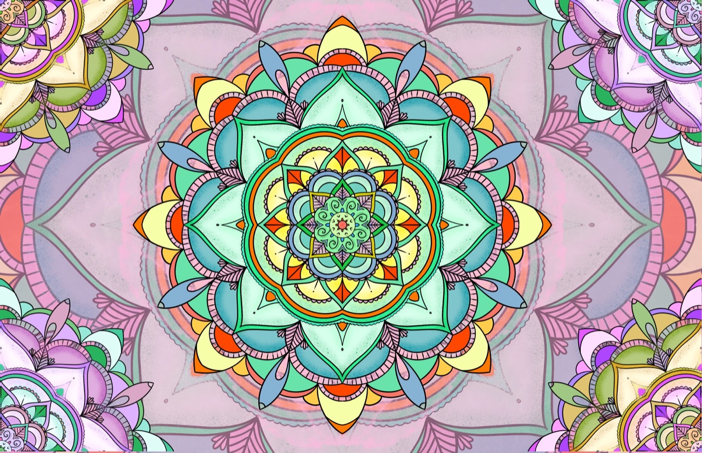 A pastel mandala with a symmetrical ornament